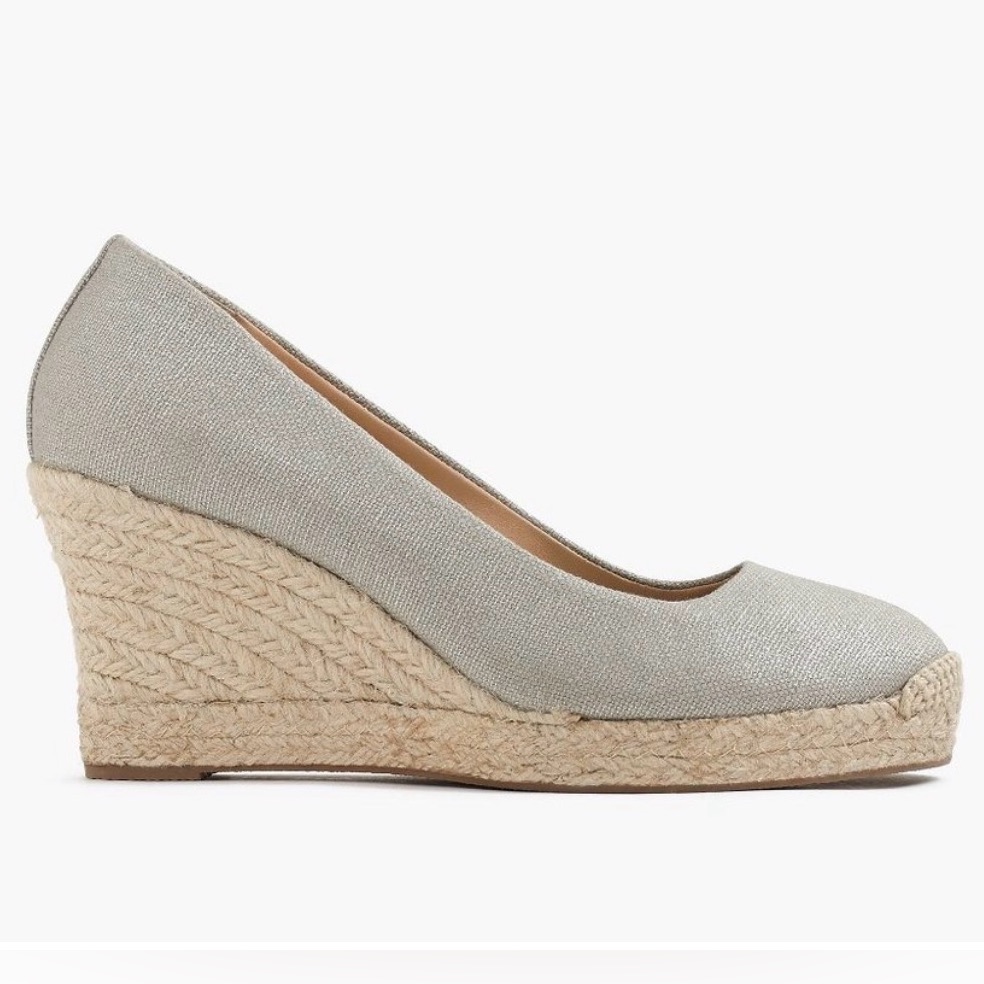 J. Crew Canvas Espadrille Wedges In Gray Size 8.5